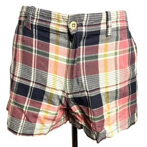 Ralph Lauren Sport Women’s Plaid Shorts Size 8 Cotton Pink Navy White Yellow